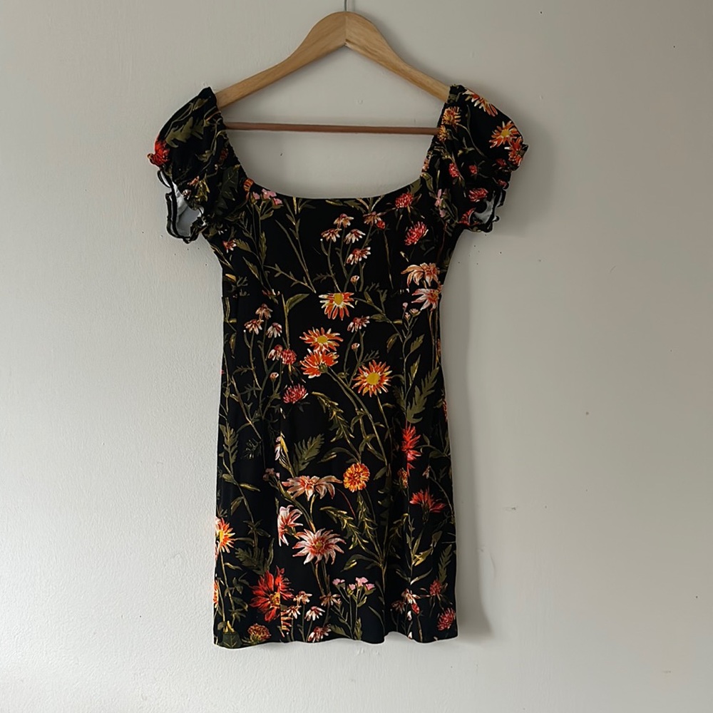 Urban Outfitters Square Neck Mini Floral Dress